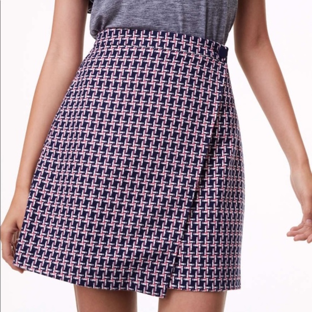 LOFT Geo Jacquard Wrap Skirt NWT